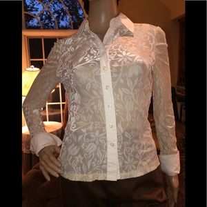 Context Petite Ivory Button Down Blouse Sz 2P
